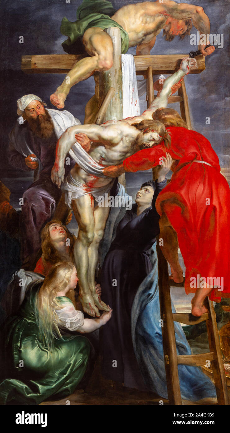 Kreuzabnahme (Griechisch: Ἀποκαθήλωσις, Apokathelosis) oder Ablagerung von Christus. Von Peter Paul Rubens (1577-1640). Stockfoto