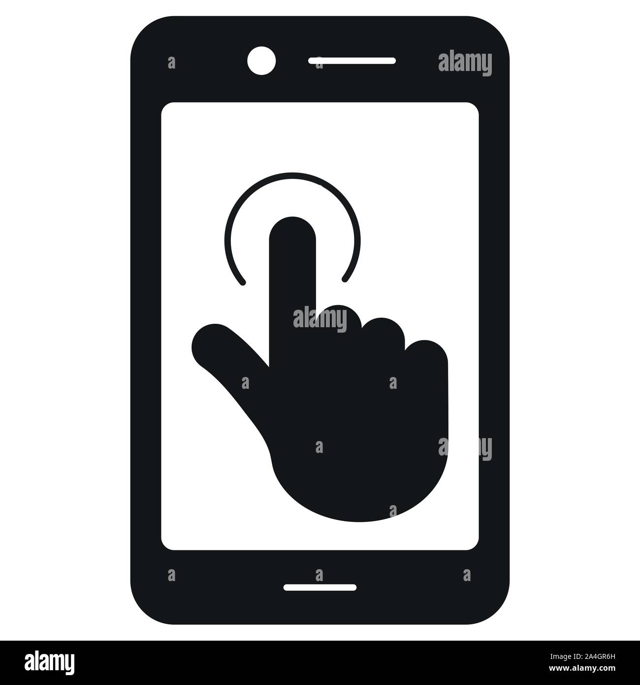 Vektor flache Bauform Farbe schwarz Touchscreen smartphone Zeichen Symbol auf weißem Hintergrund. Einfache hand Zeiger symbol Abbildung. Bildschirm "Telefon" w Stock Vektor