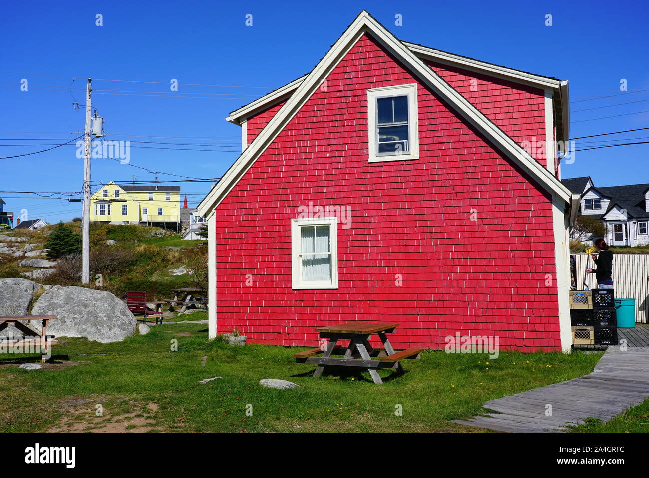 HALIFAX, Kanada - 6 Oct 2019 - Ansicht von Peggy's Cove, einem kleinen Fischerdorf außerhalb von Halifax, die Hauptstadt der kanadischen Provinz Nova Scotia, in St Stockfoto