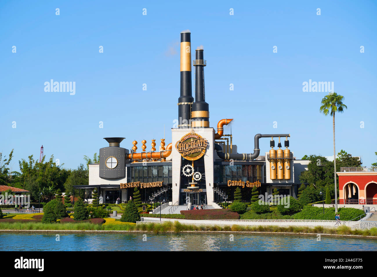 Die Schmackhaften Schokolade Emporium & herzhaften Mahl Küche, Universal Studios Resort, Orlando, Florida, USA Stockfoto