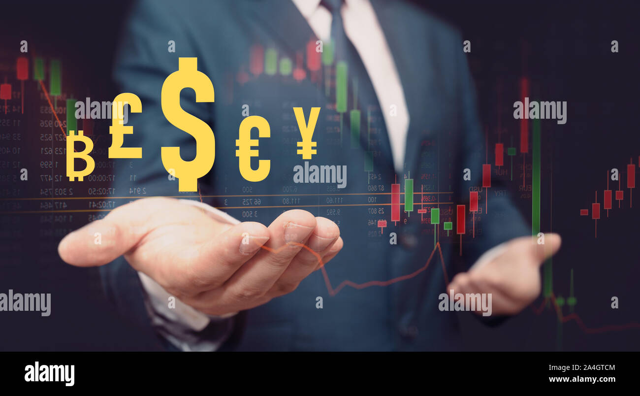 Unternehmer oder Investor mit Konzept. Investition, Finanzierung, Börse Abbildung. Stockfoto