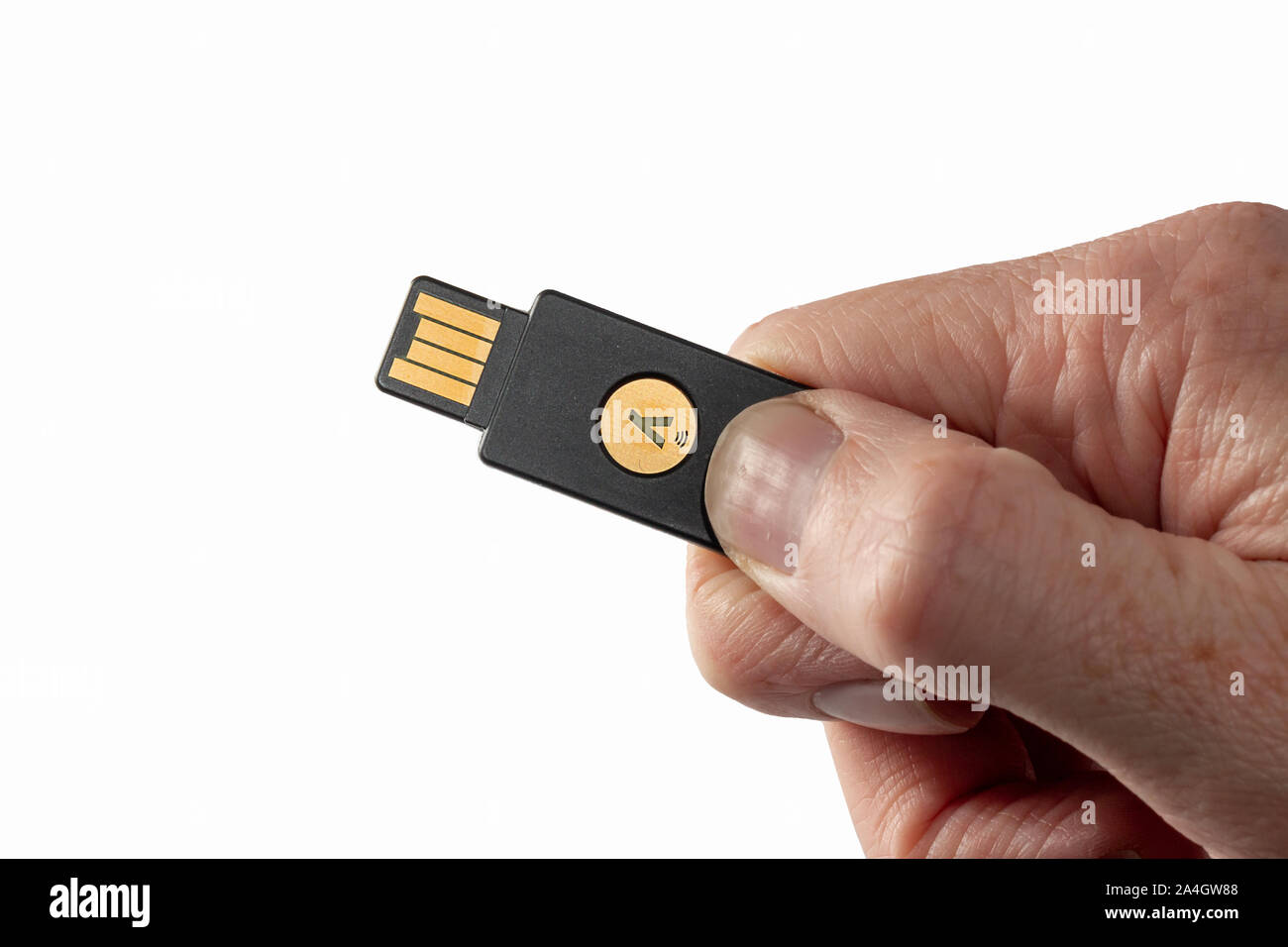 Eine Yubikey 5 Hardware Security Key Authentifizierung Stockfoto