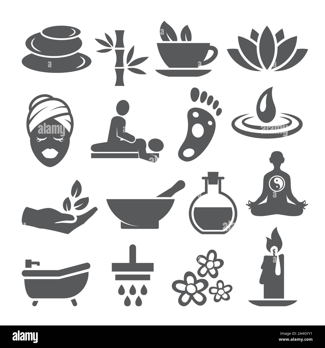 Spa Symbole auf weißem Hintergrund Stock Vektor
