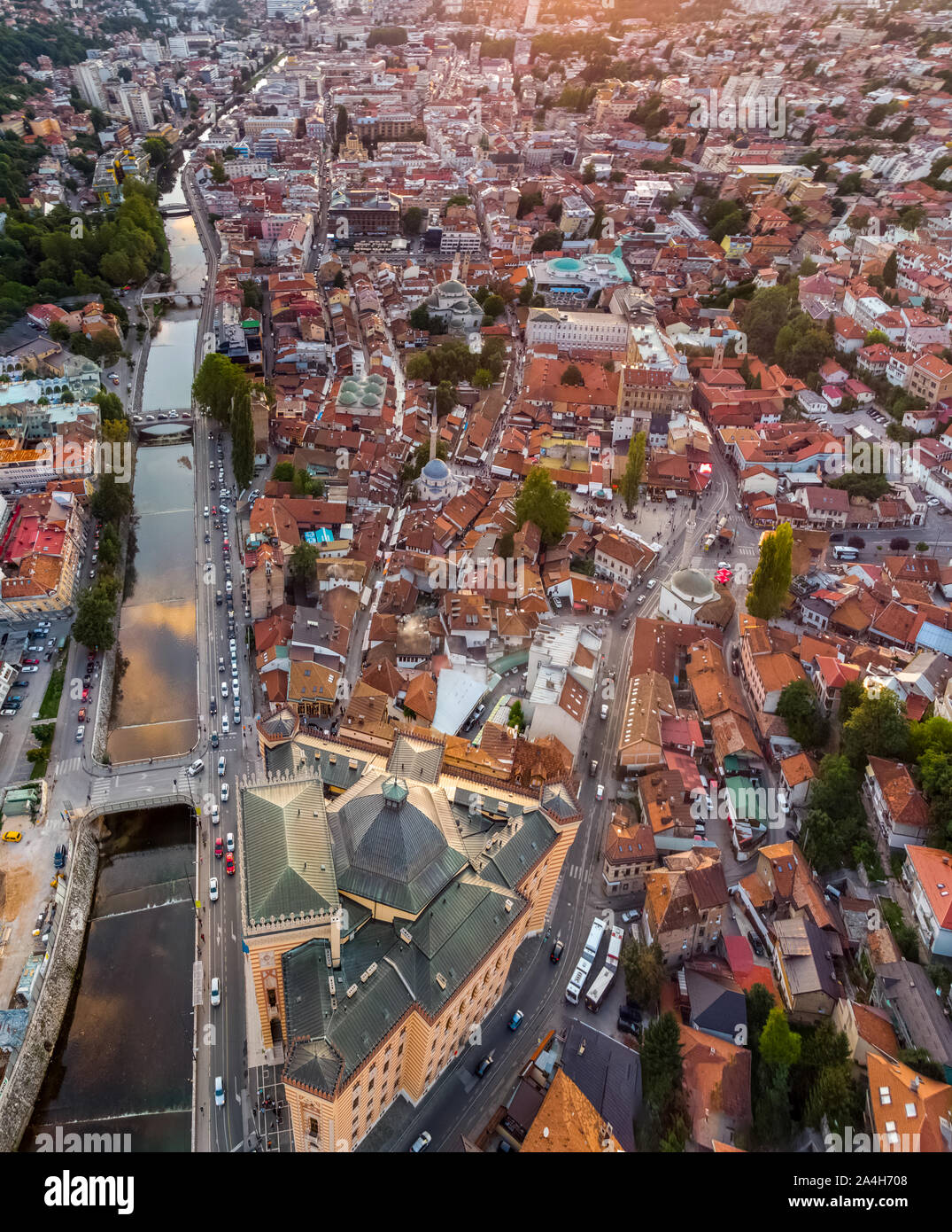Luftaufnahme der Stadt Sarajevo Stockfoto