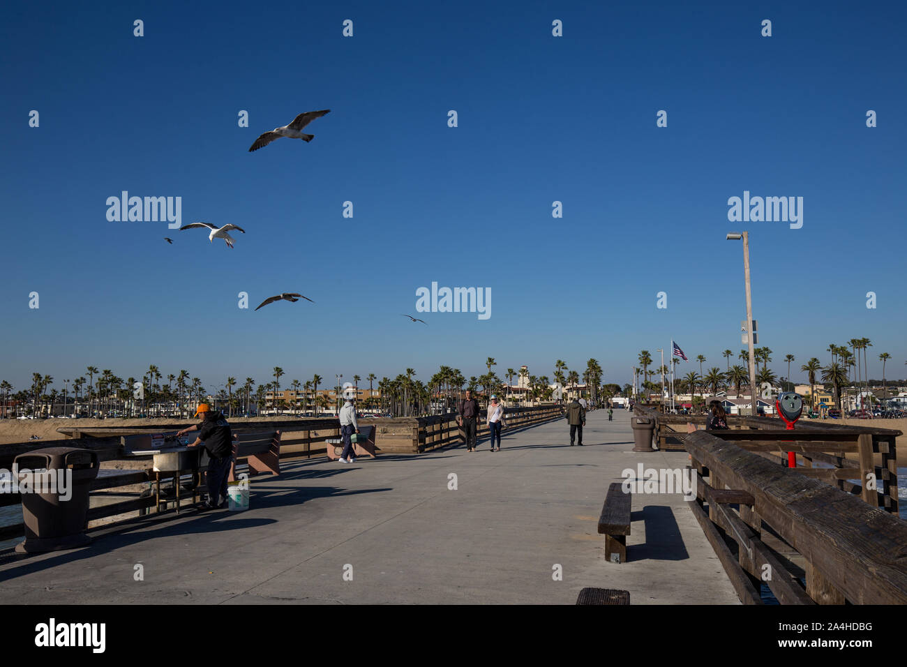 Balboa Pier in Newport Beach, Kalifornien Stockfoto