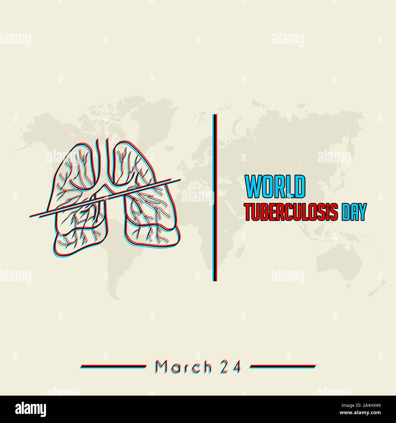 Welttuberkulosetag mit crash Lungen vektor Cartoon Stockfoto