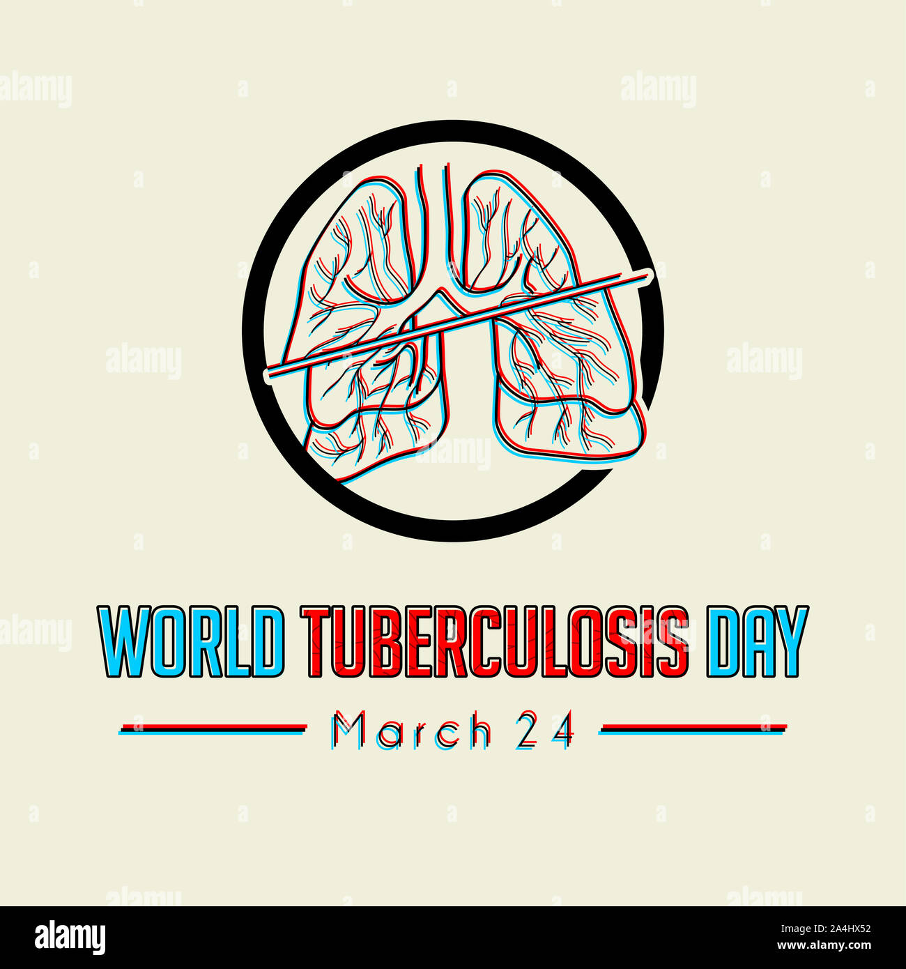 Welttuberkulosetag mit crash Lungen Symbol vektor Cartoon Stockfoto