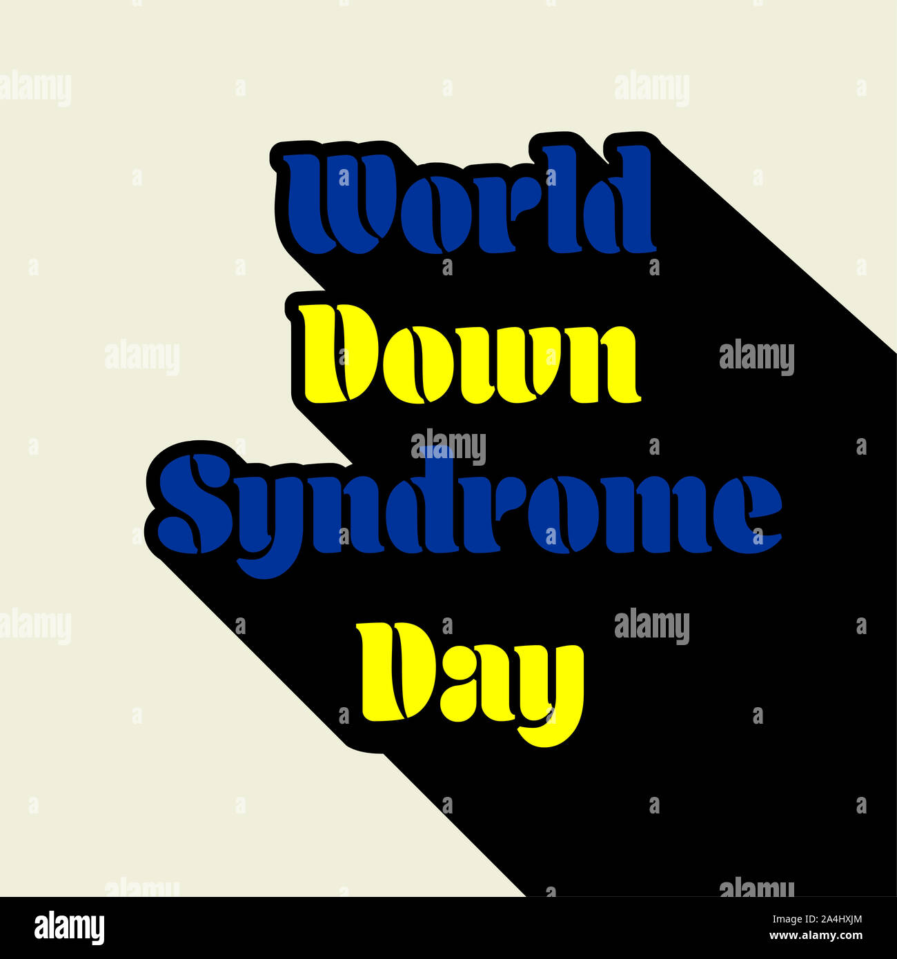 Typografie für Welt Down-syndrom Tag mit schatteneffekt Design Stockfoto
