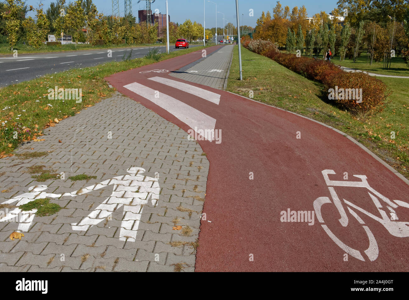 Herbst in den Straßen von Katowice Stockfoto