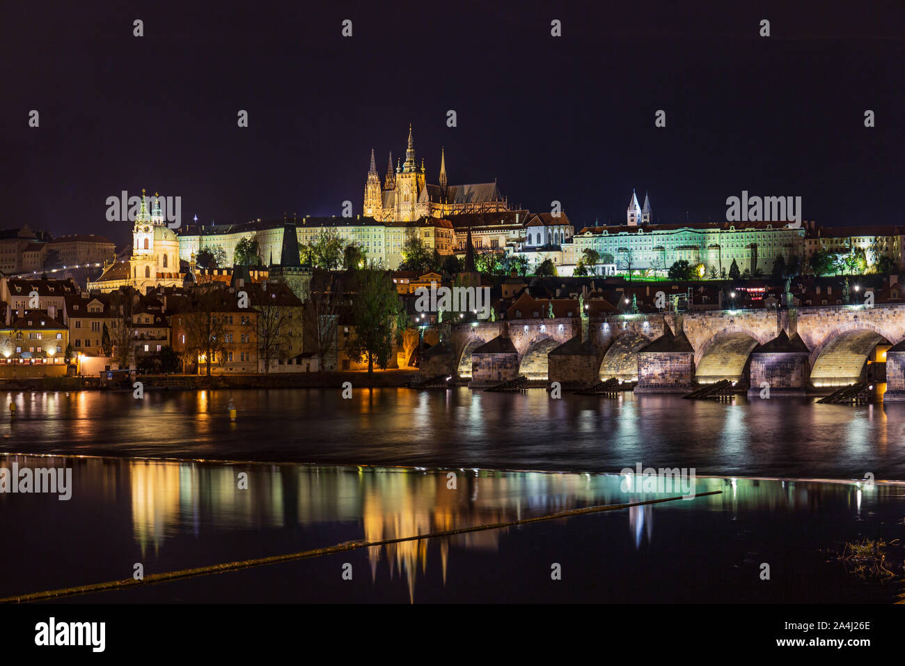 Wundervolle Nacht Schuß der Prager Burg - Tschechische Republik Stockfoto