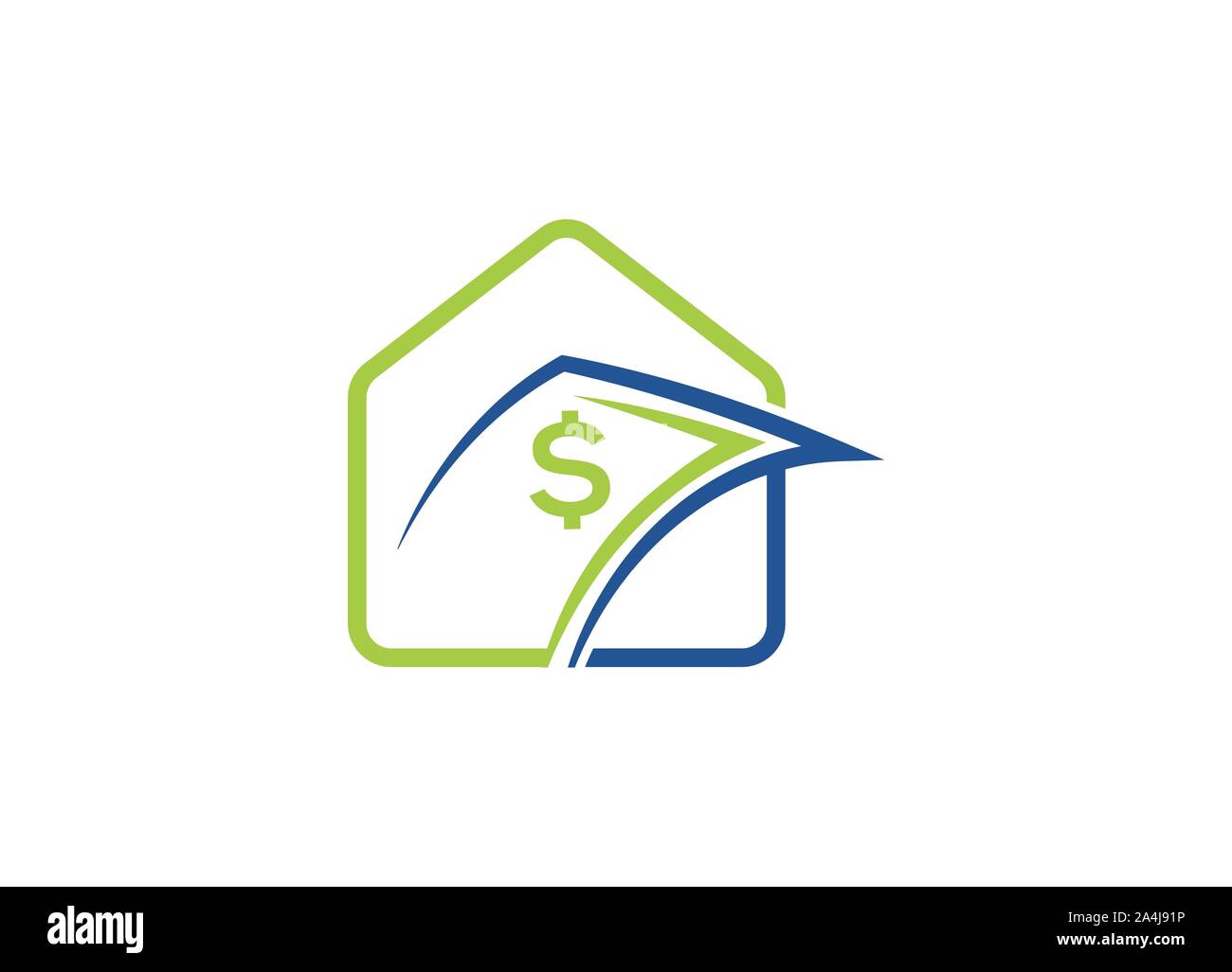 Home Logo Design mit Geld Symbol, Zeichen und Symbol Stock Vektor