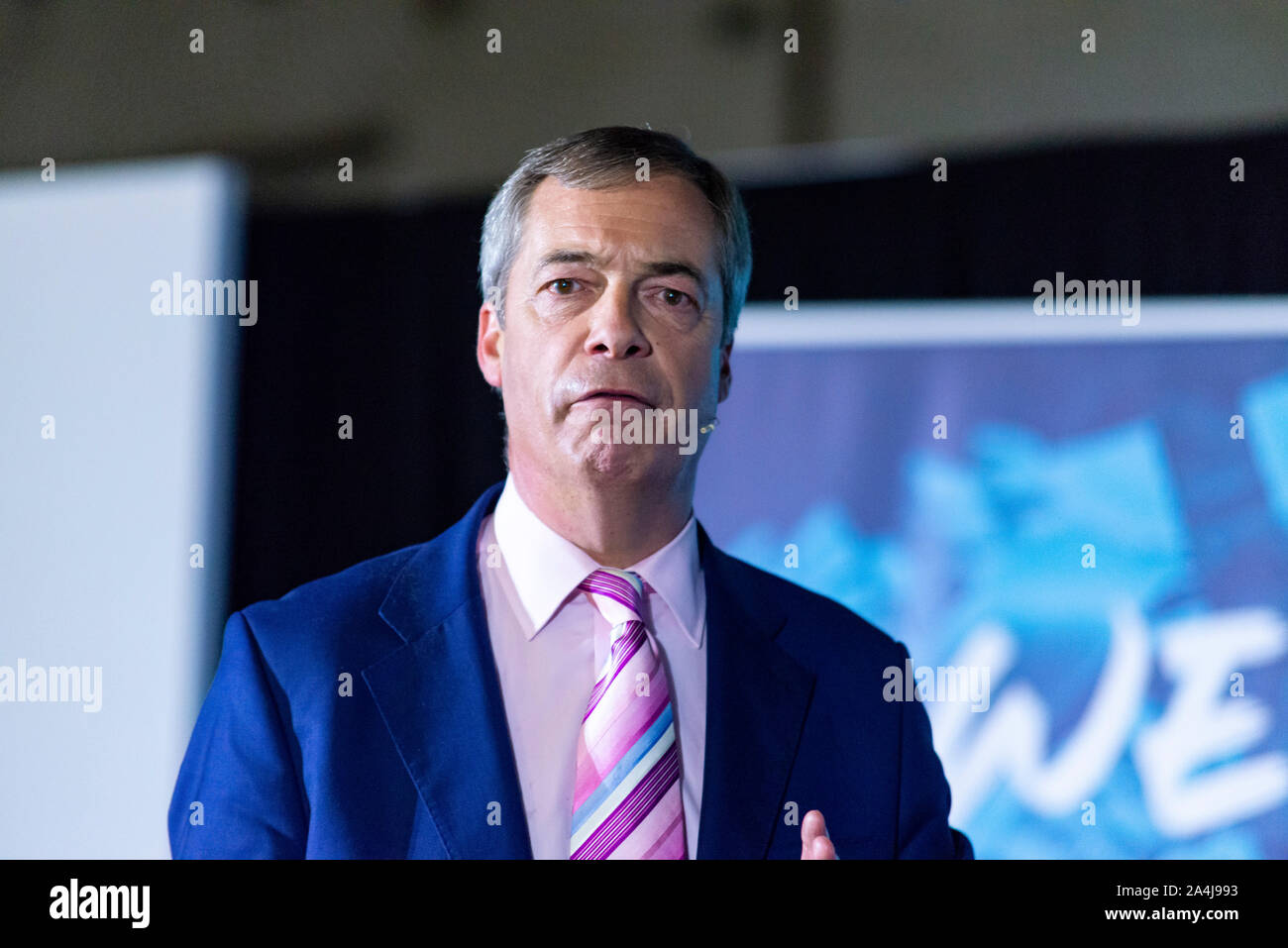 Die Brexit Partei AG zu einer politischen Kundgebung in Cornwall in Erwartung eines allgemeinen Wahlen in Großbritannien. Stockfoto