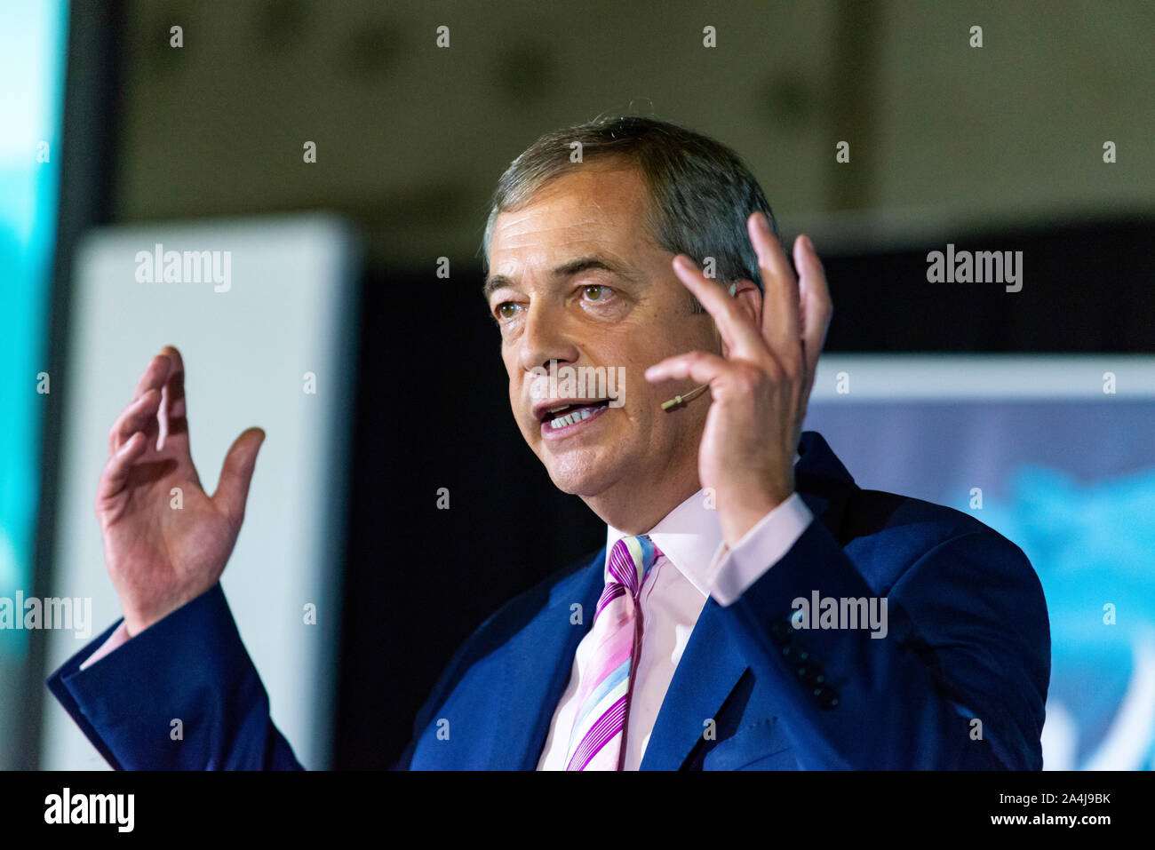 Die Brexit Partei AG zu einer politischen Kundgebung in Cornwall in Erwartung eines allgemeinen Wahlen in Großbritannien. Stockfoto