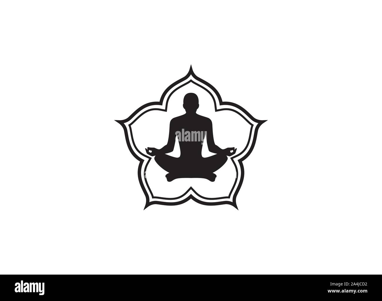 Yoga Logo Design lieferbar. menschliche Meditation in Blume Vector Illustration. Yoga logo Vektor Emblem Stock Vektor