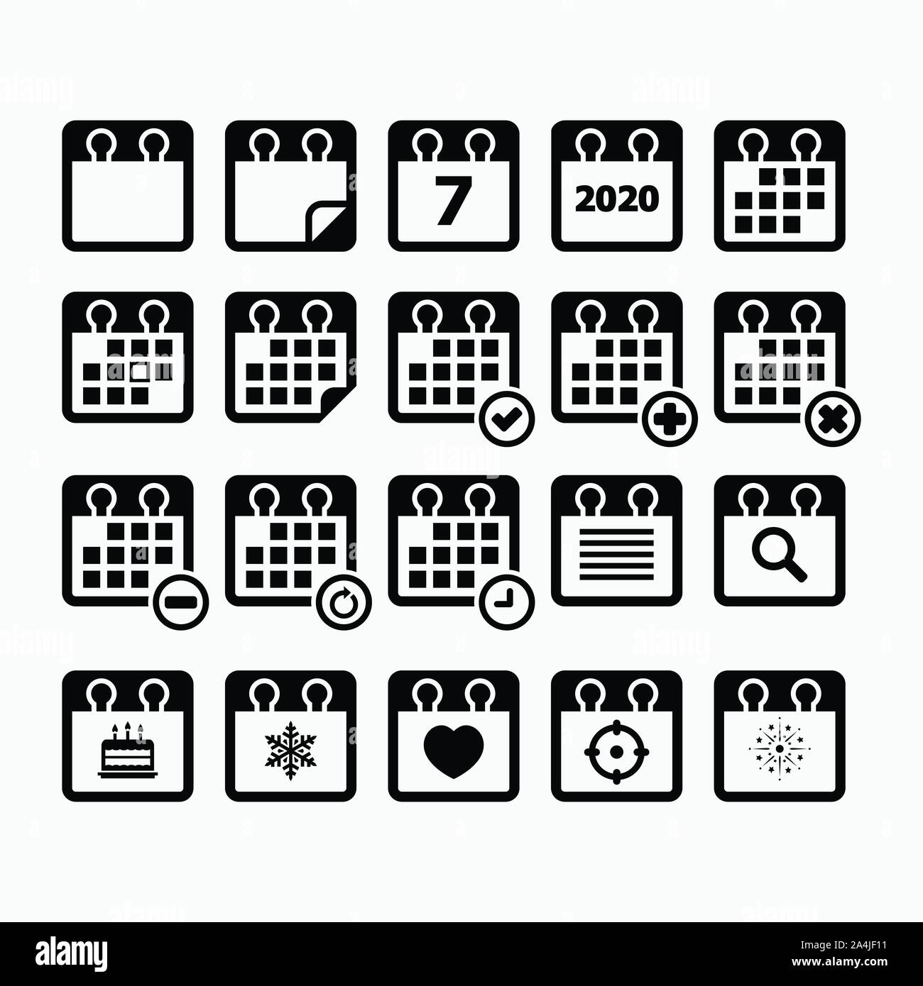 Kalender Icon Set 2020 Stock Vektor