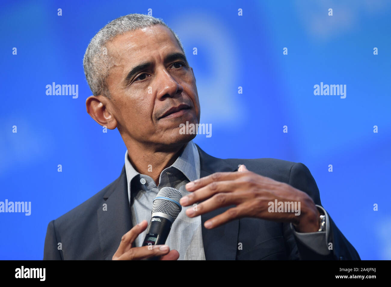 München, Deutschland. 29 Sep, 2019. Der ehemalige US-Präsident Barack Obama wird am 29.09.2019 an der Gründer Konferenz "Bits & Brezeln" in München sprechen. Credit: Andreas Gebert | Verwendung weltweit/dpa/Alamy leben Nachrichten Stockfoto