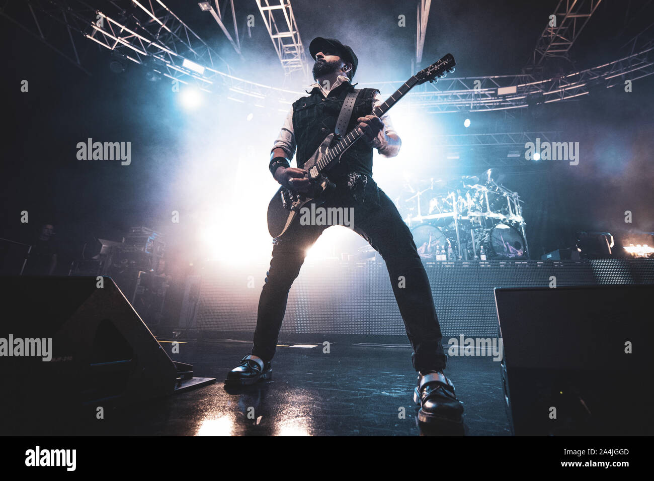 FABRIQUE, Milano, Italien - 2019/10/14: Rob Caggiano der dänischen Band Volbeat live auf der Bühne Fabrique, für das Zurückspulen Replay Reboud band Tour 2019 Stockfoto