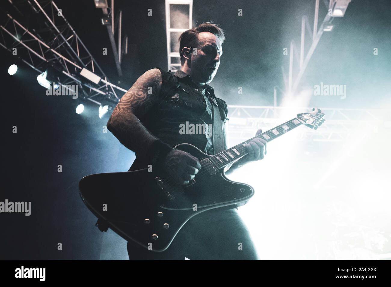 FABRIQUE, Milano, Italien - 2019/10/14: Die dänische Band Volbeat live auf der Bühne Fabrique, für das Zurückspulen Replay Reboud band Tour 2019 Stockfoto