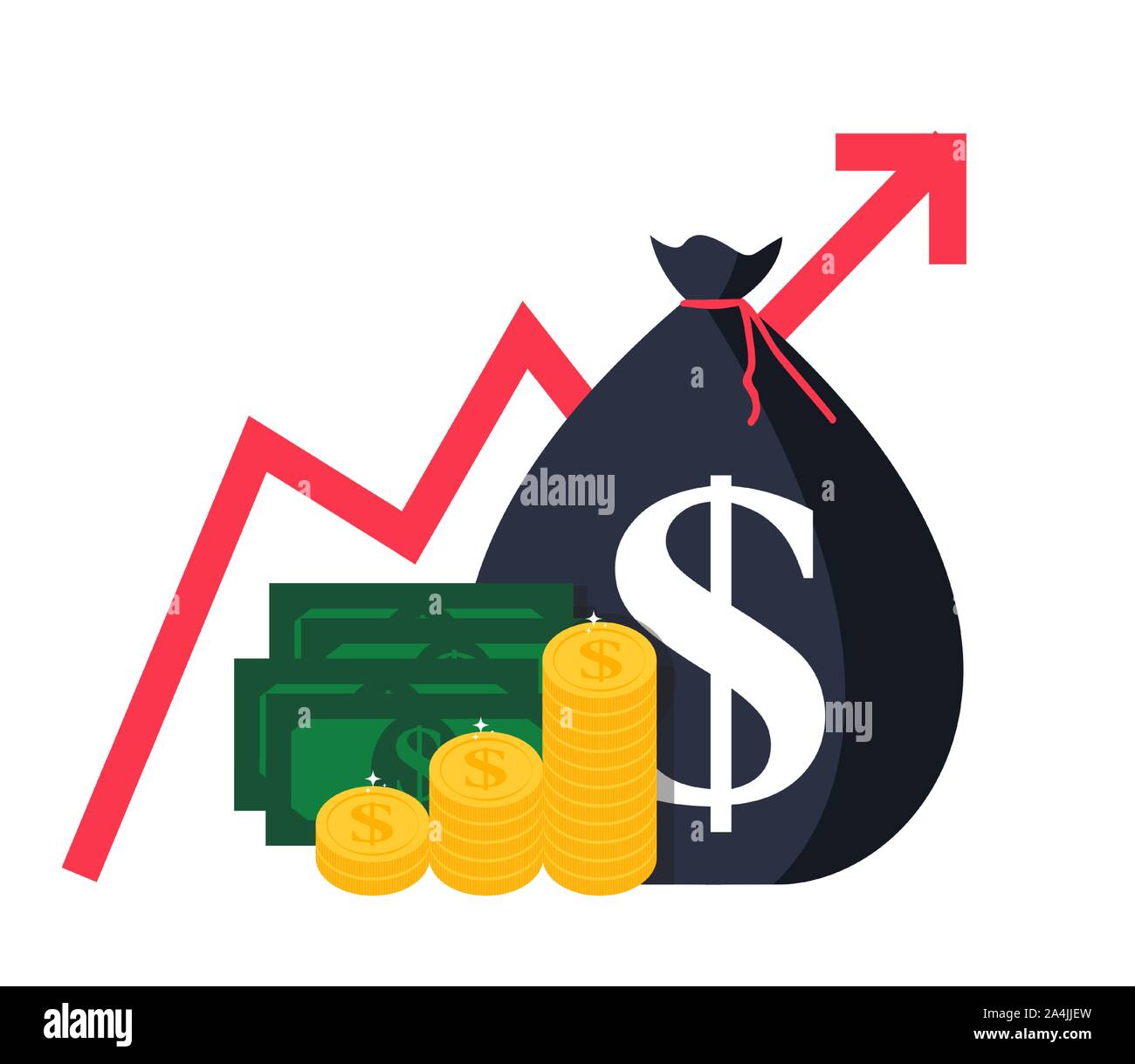 Finanzielle Wachstum Konzept. Finanzen Leistung der Return on Investment ROI mit Pfeil. Vector Illustration Stock Vektor