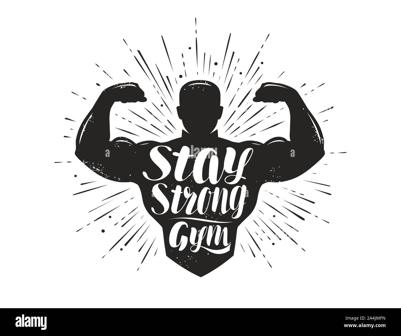 Bleib Stark. Sport inspirierendes Workout und Fitness-Motivation Zitat. Vektorgrafik Stock Vektor