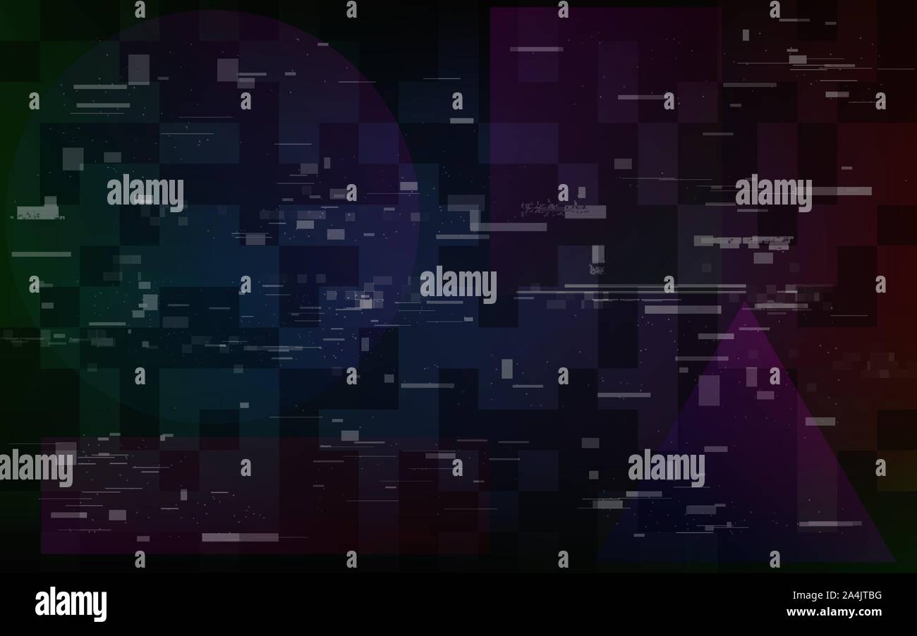 Glitch digitale Verzerrungen. Video kein Signal Vorlage mit zufälligen horizontale Linien auf. Fernsehen problem. Computer Geräusche Wirkung und geometrische Formen. Abs Stock Vektor