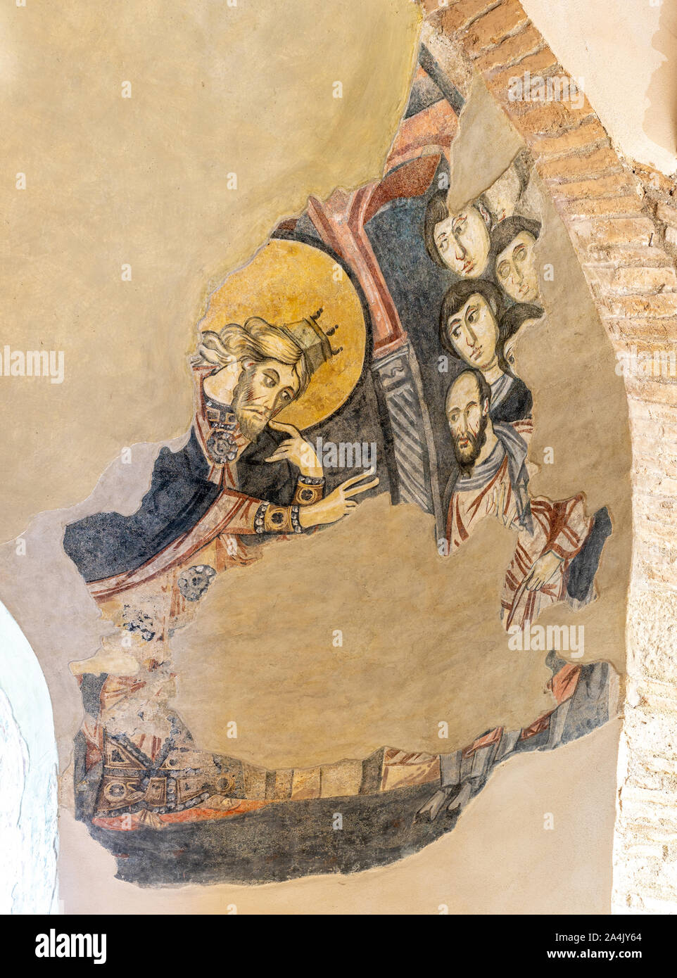 Fragmente der ursprünglichen Fresken. Kirche Santa Sofia in Benevento Italien Stockfoto