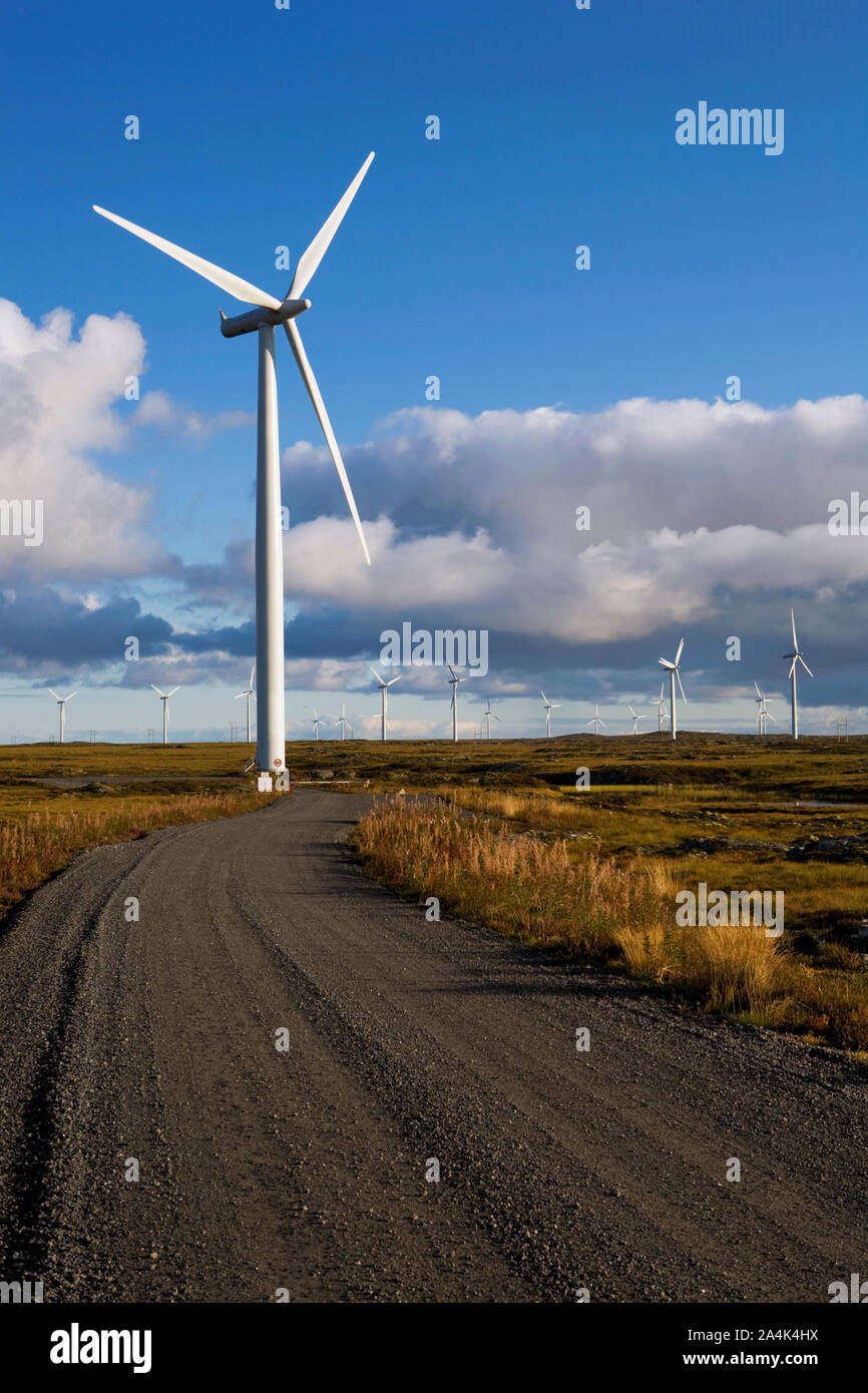 Windmühlen an Smoela Windpark Stockfoto