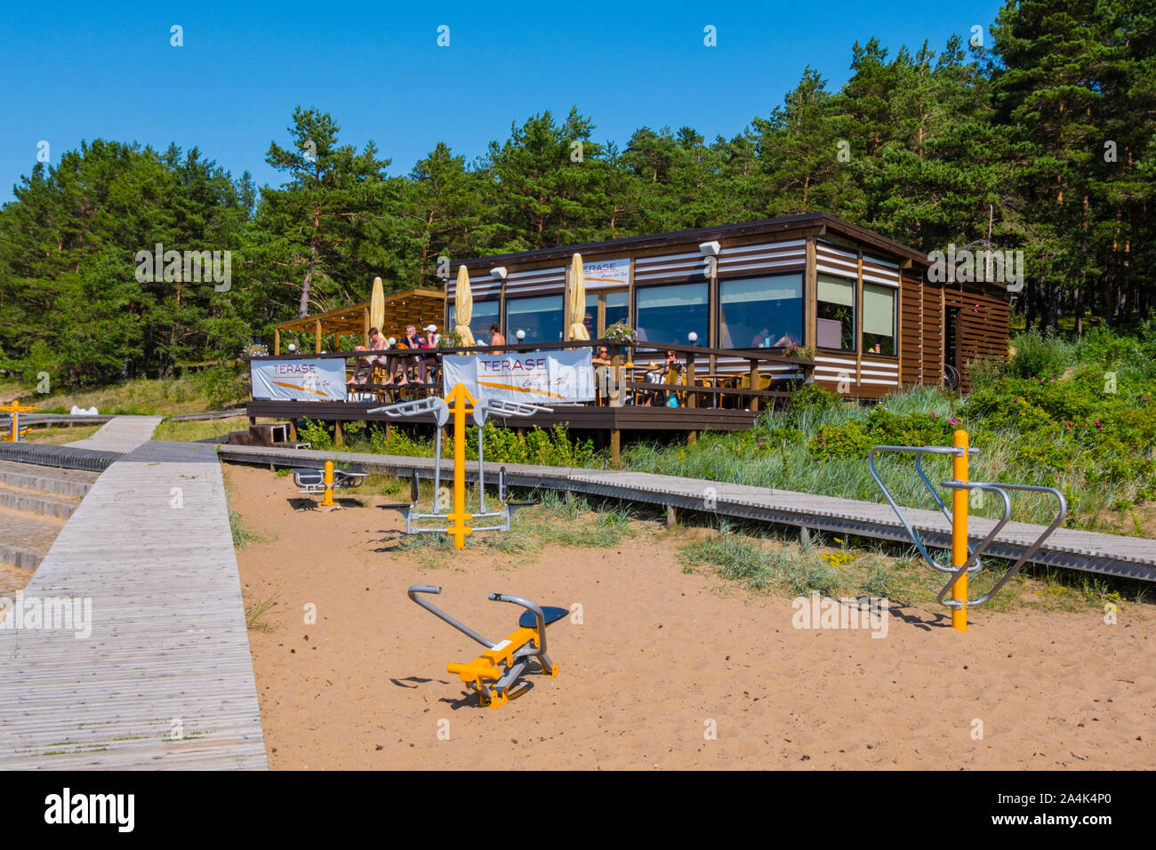 Zentrale Strand Aktivität und Entspannung, Juras Parks, Saulkrasti, Lettland Stockfoto