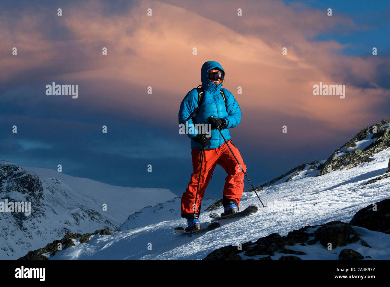 Skitouren in Snow Mountain Stockfoto