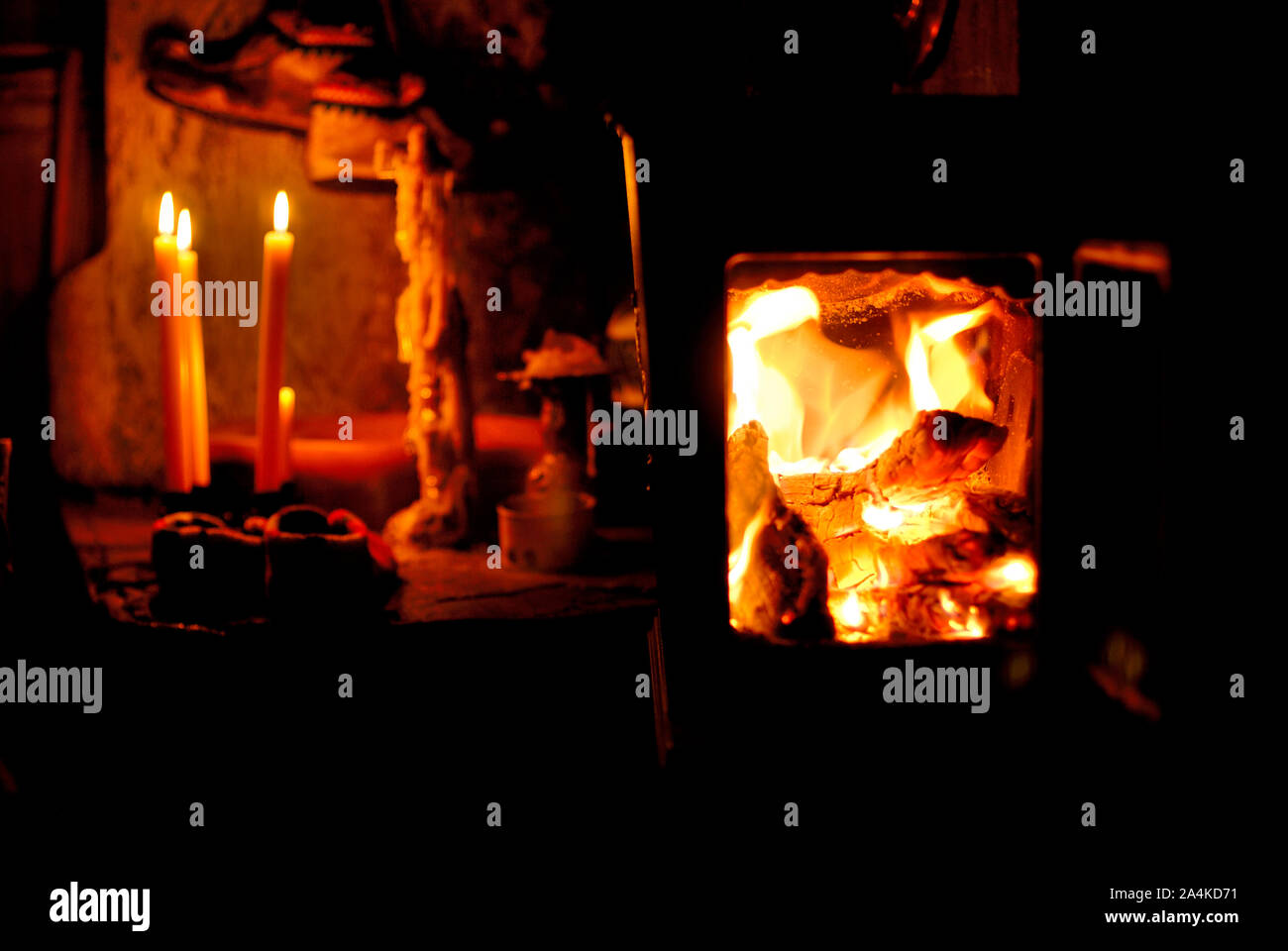 Kamin zu Hause Stockfoto