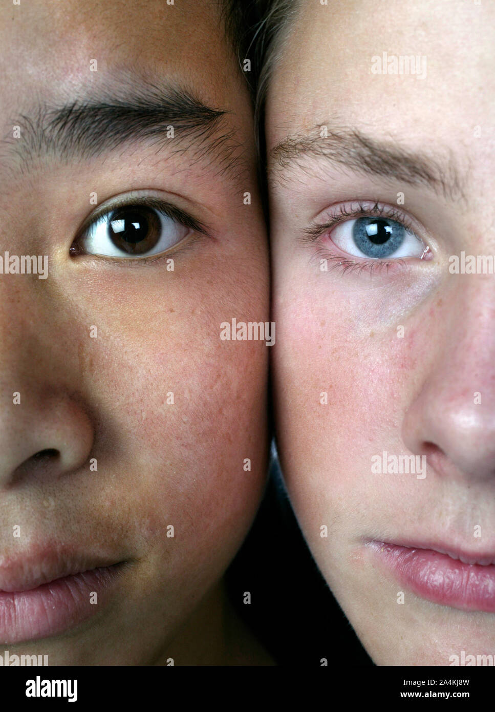 Braune und Blaue Augen. Stockfoto