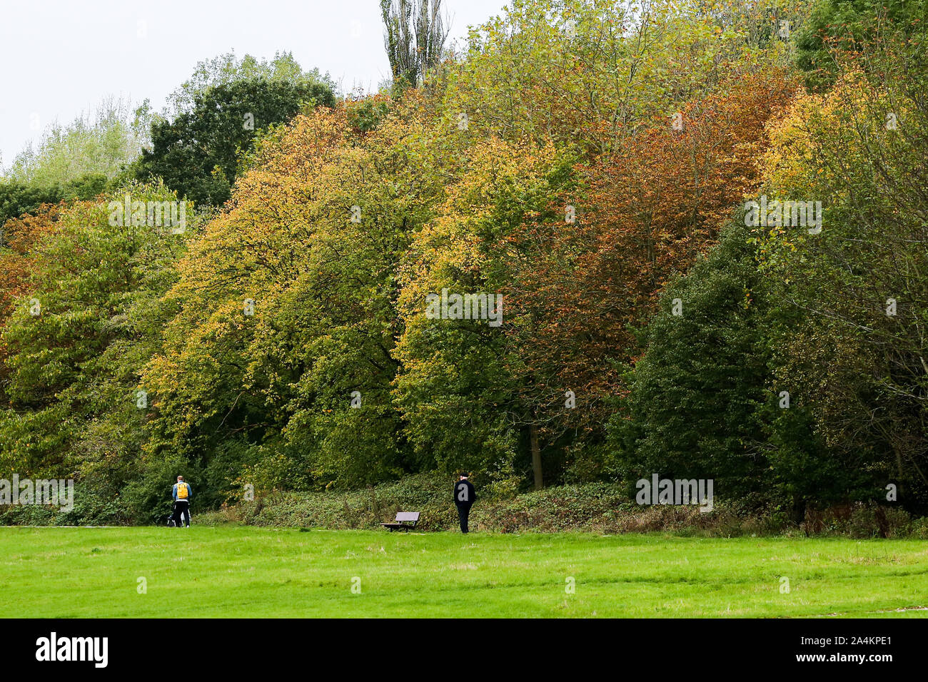 London, Großbritannien. 15 Okt, 2019. Die Leute an der Herbst Park in London. Quelle: Steve Taylor/SOPA Images/ZUMA Draht/Alamy leben Nachrichten Stockfoto
