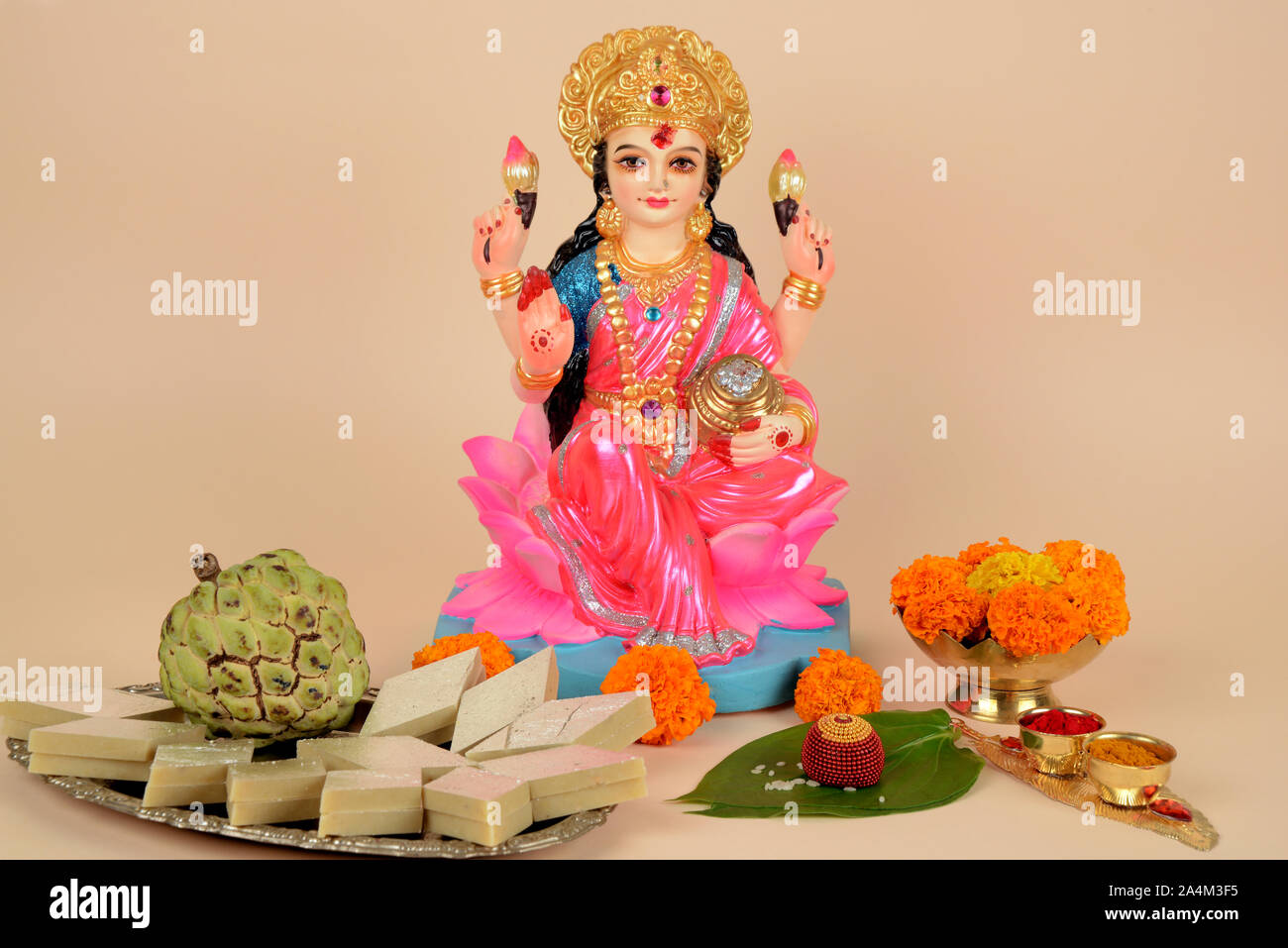 Lakshmi Poojan oder Laxmi Pooja, ein Ereignis während der beliebte indische traditionelle Diwali-fest Stockfoto