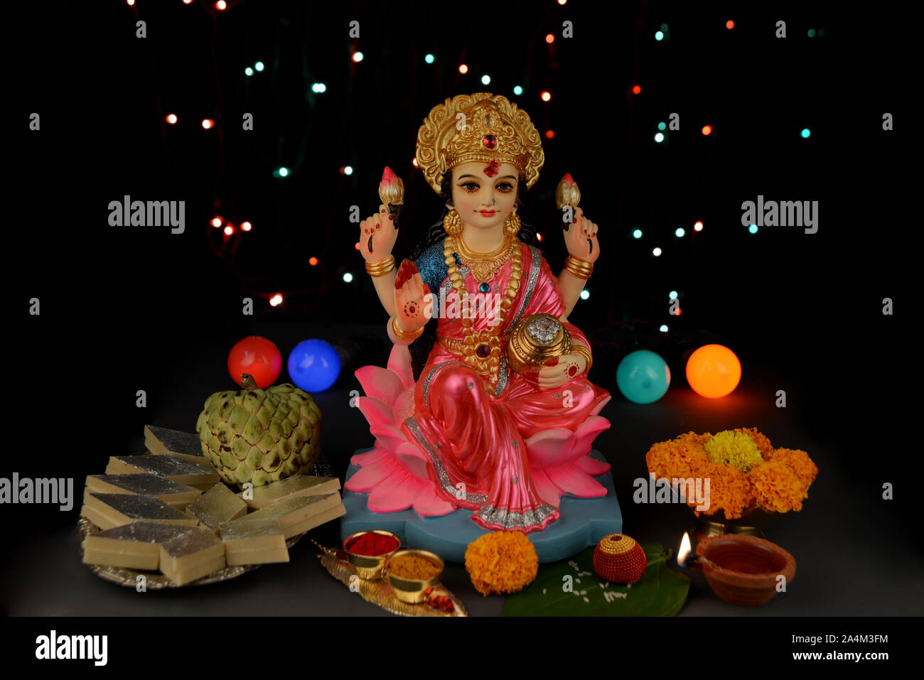 Lakshmi Poojan oder Laxmi Pooja, ein Ereignis während der beliebte indische traditionelle Diwali-fest Stockfoto