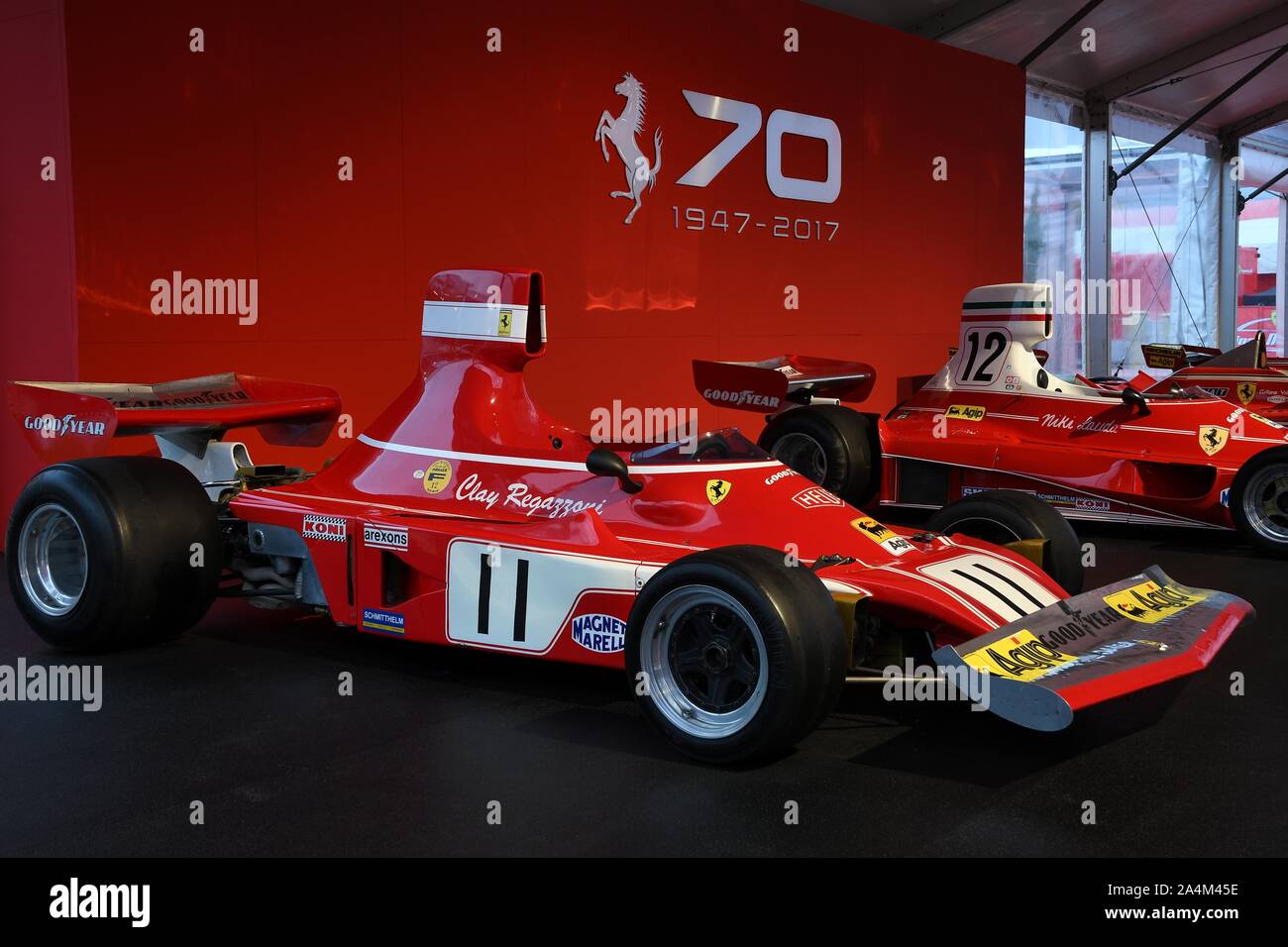 Mugello It Oktober 2017 Vintage Ferrari F1 312 B4 1974 Von Clay Regazzoni Und Niki Lauda Bei