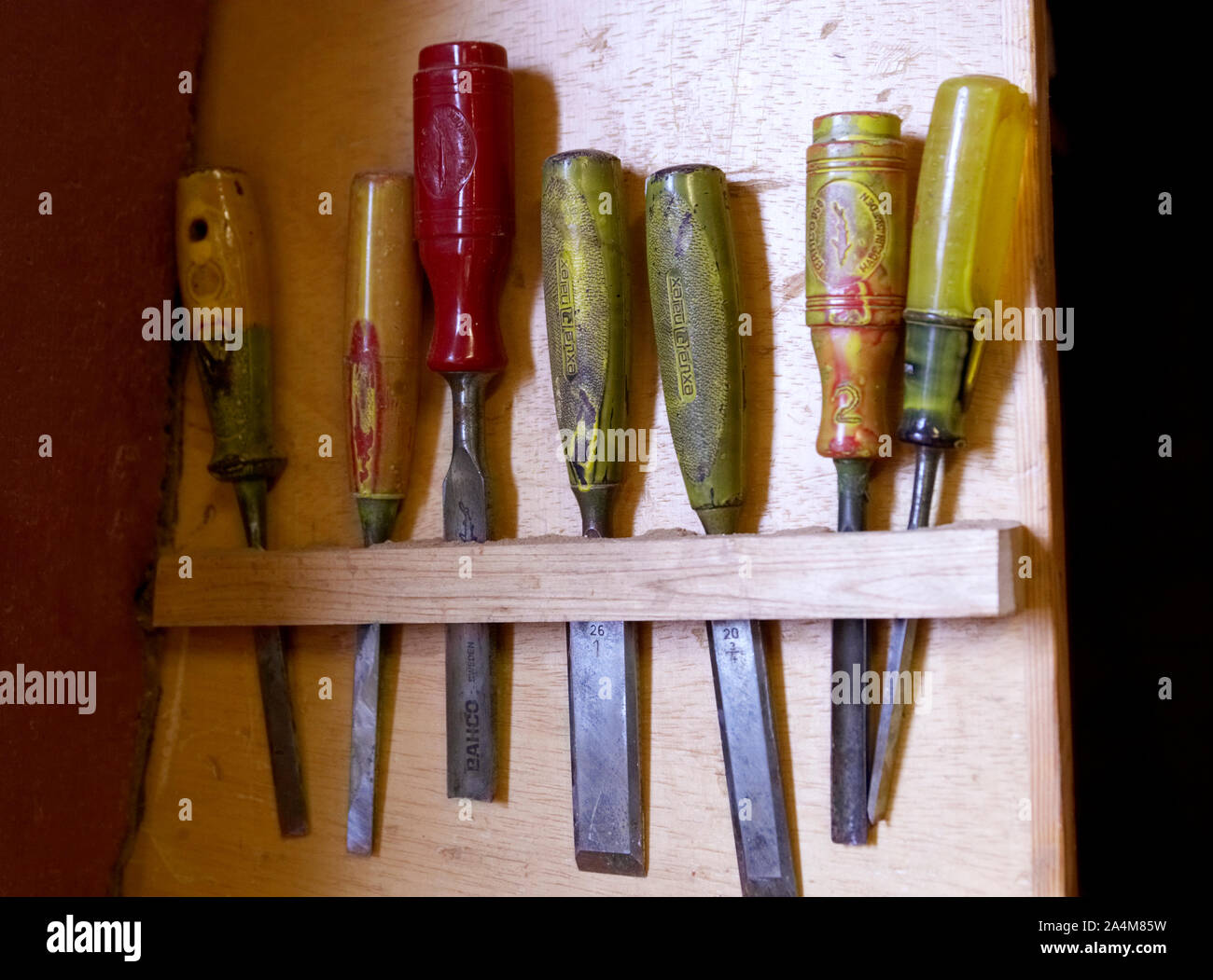 Holzschnitzerei Tools Stockfoto