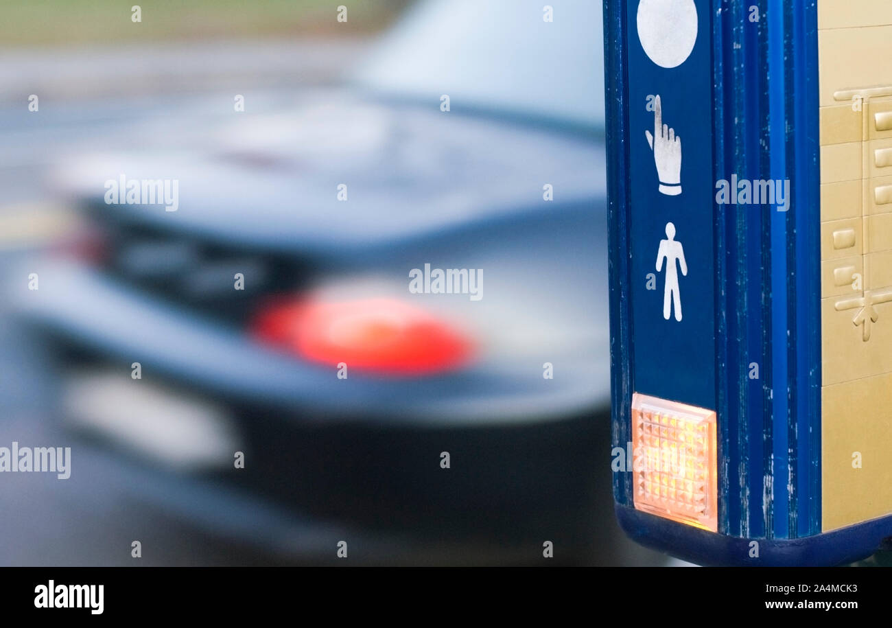 Spaziergang Zeichen an der Ampel. Stockfoto
