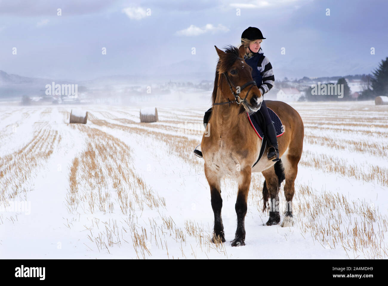 Mädchen reiten in Vigra Stockfoto