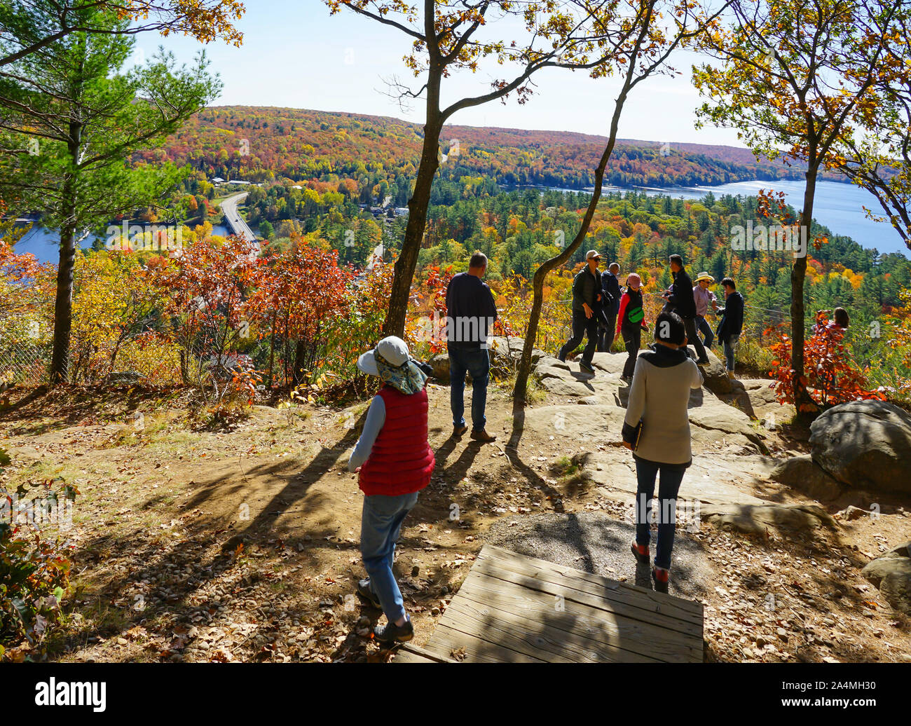 Die Stadt von Dorset in Ontario, Kanada, im Herbst oder im Herbst Jahreszeit mit bunten Ansichten und viele Touristen, die in der Fire Tower und Look-out-Hügel. Stockfoto