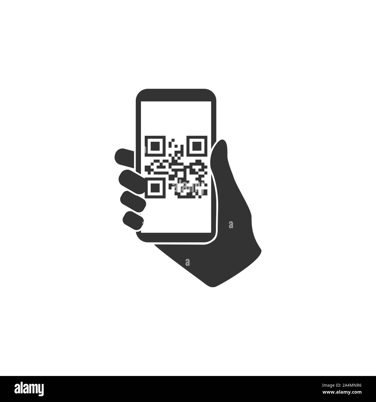 Smartphone, QR Code Symbol. Vector Illustration, flache Bauform. Stock Vektor