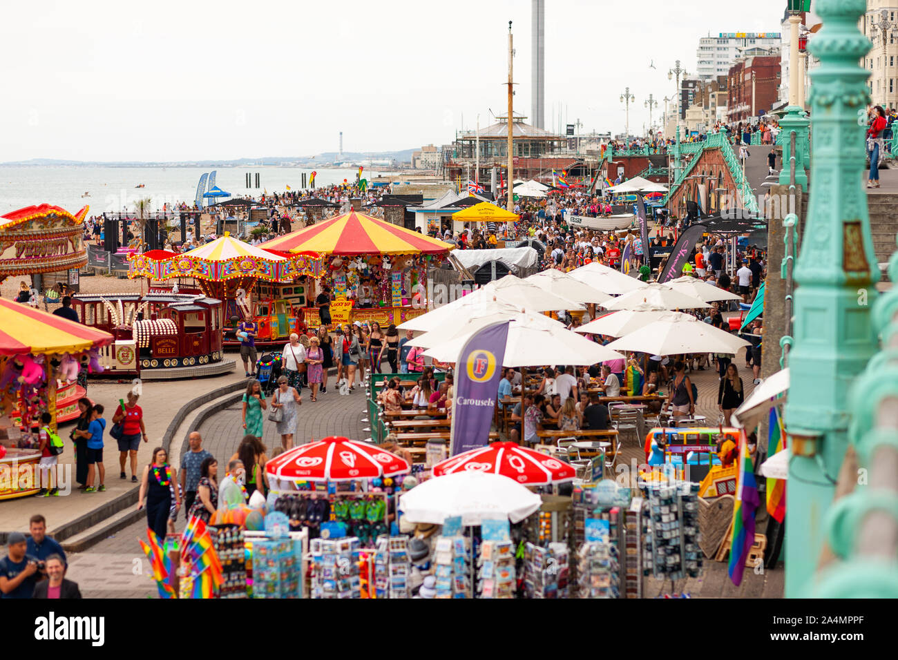 Das Seebad Brighton und Hove, East Sussex, England am 3. August 2019. Stockfoto