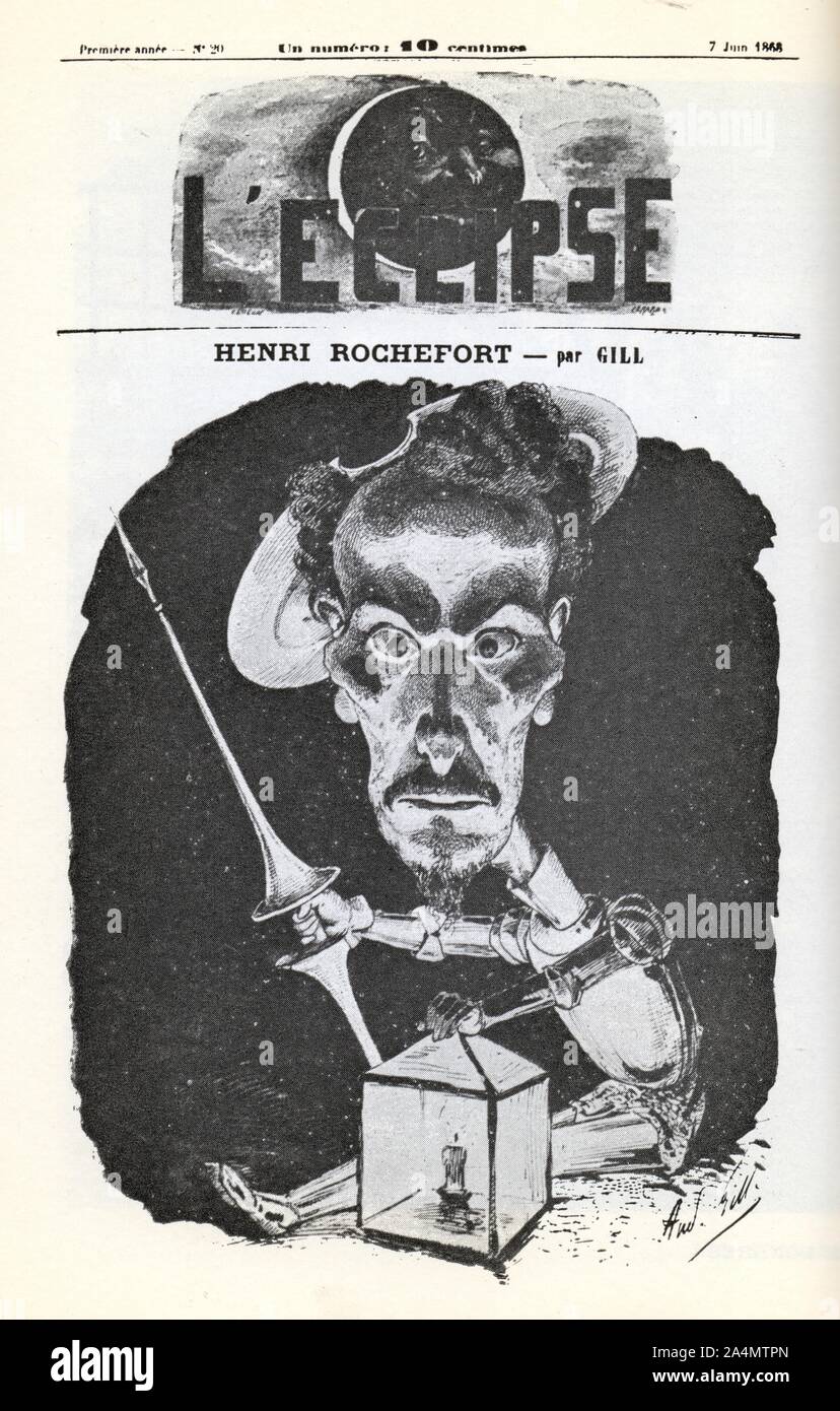 Magazin L'Eclipse. Premiere année Nr. 20. 7 Juin 1868. Henri Rochefort par Gill Stockfoto