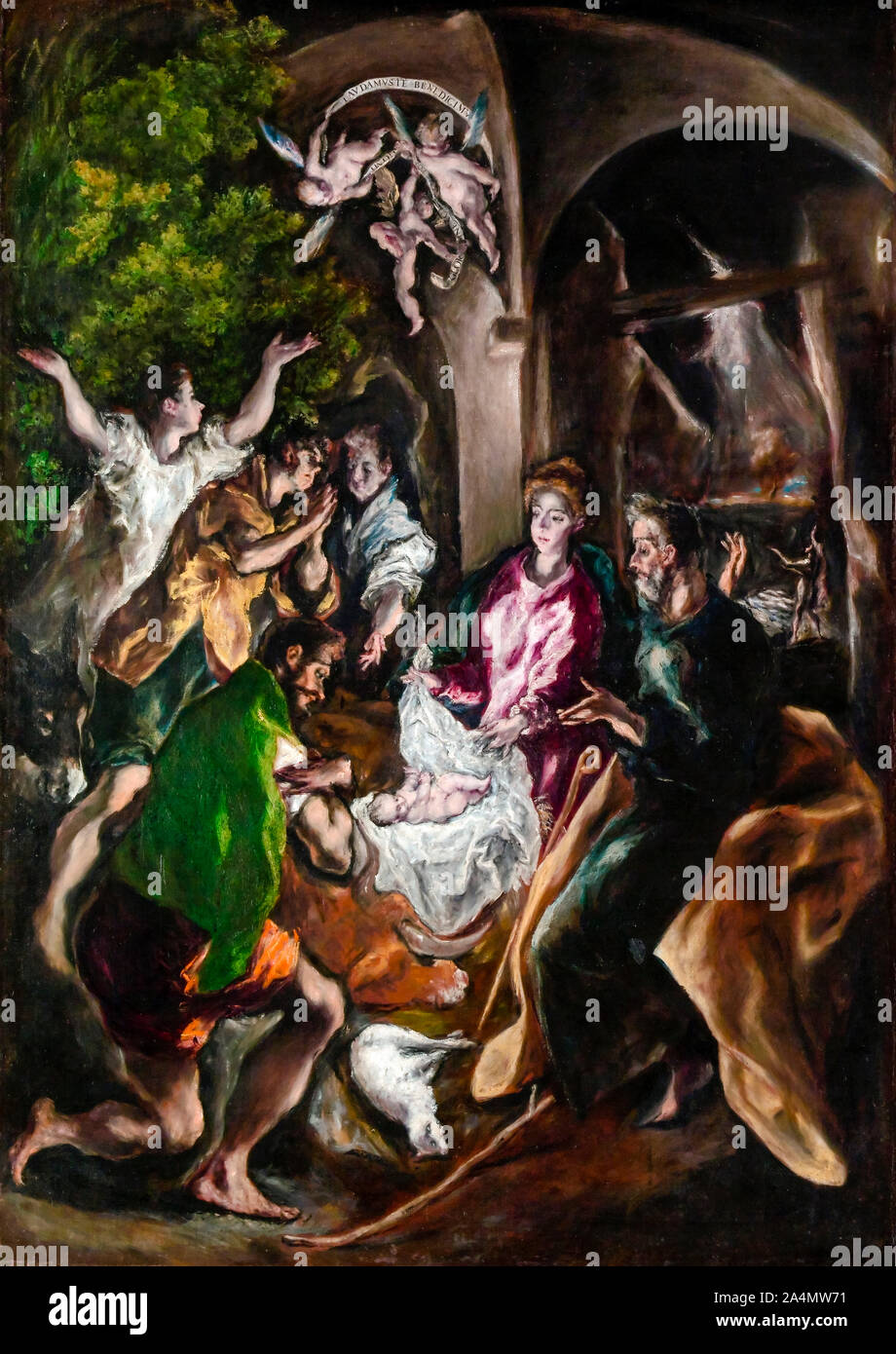El Greco, die Anbetung der Hirten (NYC), Malerei, 1605-1610 Stockfoto
