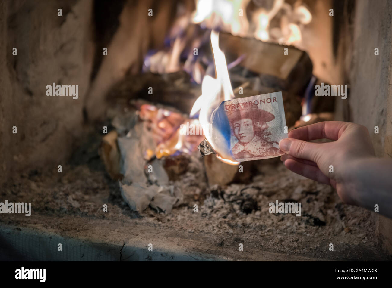 Brennende Geld Stockfoto