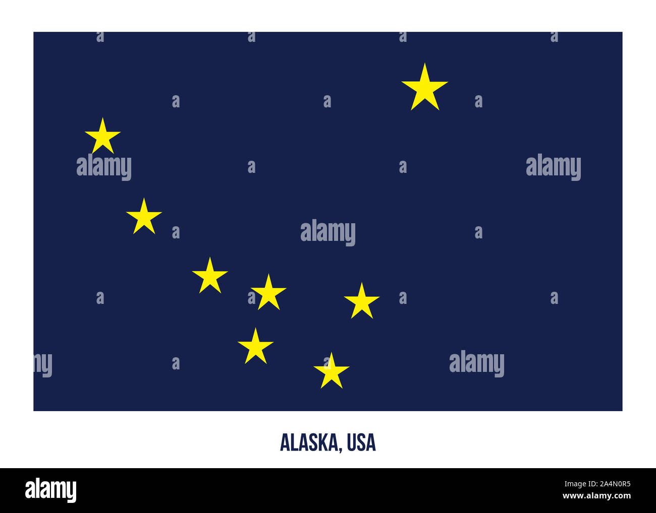 Alaska (USA) Flagge Vector Illustration auf weißem Hintergrund. Flagge der Vereinigten Staaten von Amerika. Stockfoto