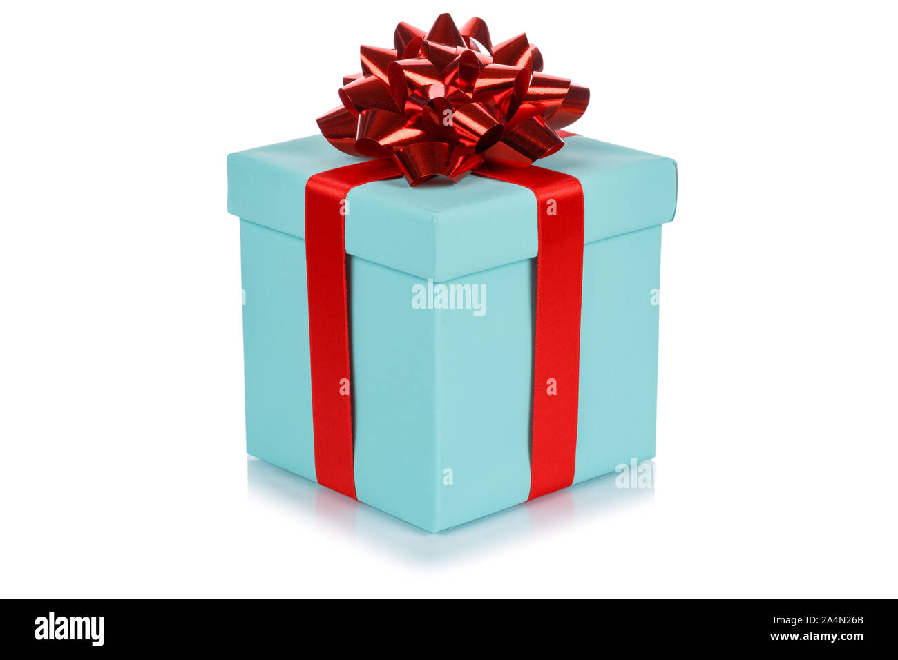 Geburtstag Geschenk Weihnachtsgeschenk Türkis, auf weißem Hintergrund Stockfoto