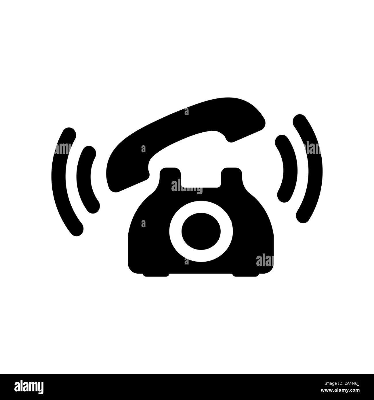 Retro-Telefon-Symbol in schwarz mit Wellen Stock Vektor
