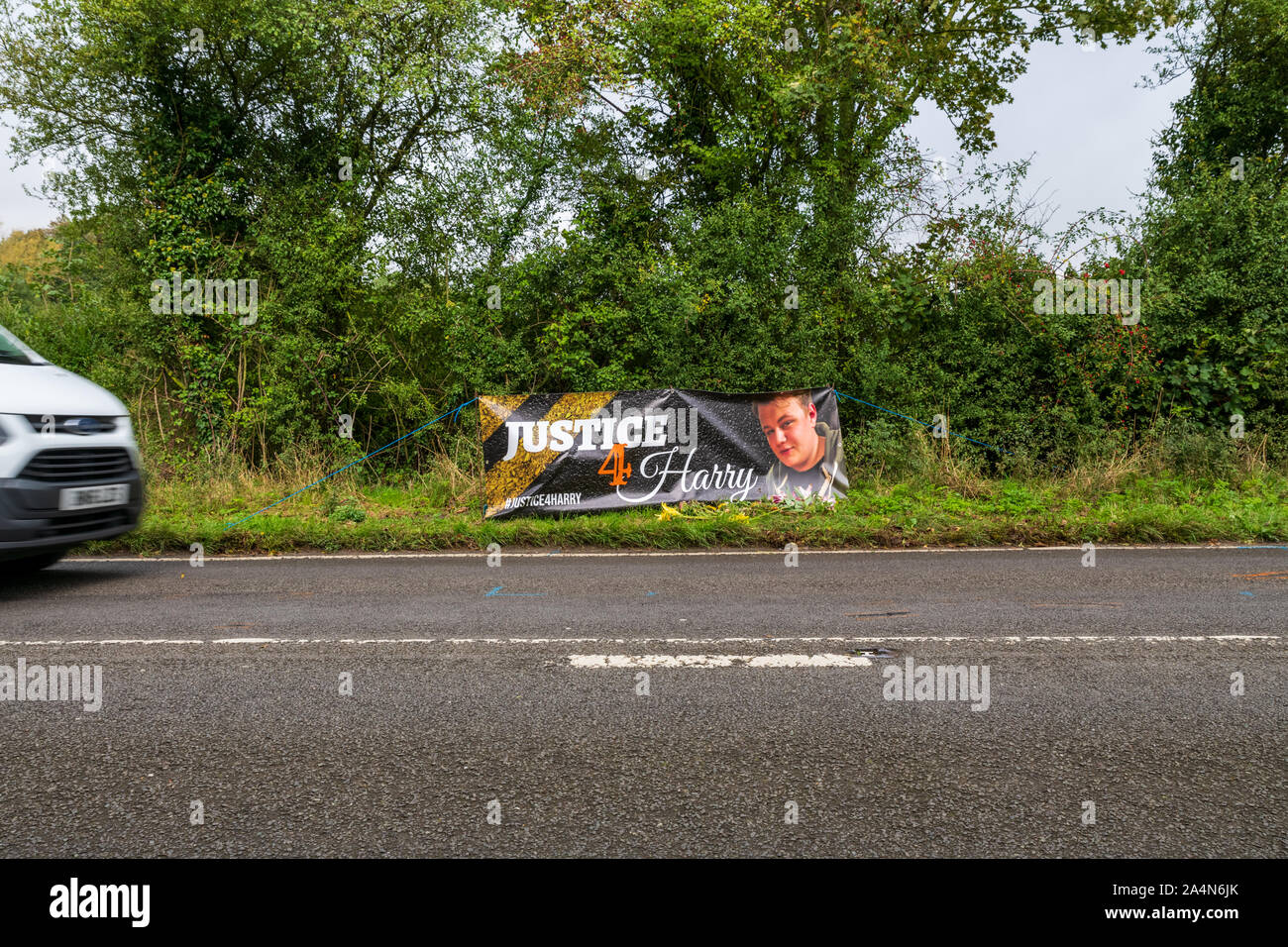 Harry Dunn/RAF Croughton: Eine 19-jährige britische Teenager, der ermordet wurde, während er mit seinem Motorrad am 27. August 2019, vom amerikanischen Anne Sacoolas. Stockfoto