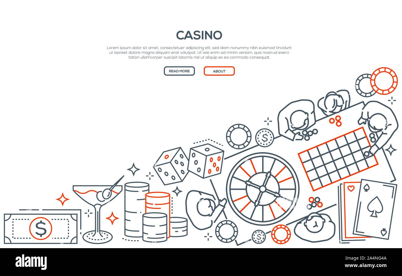 Casino gambling Lineare landing page vector Template Stock Vektor