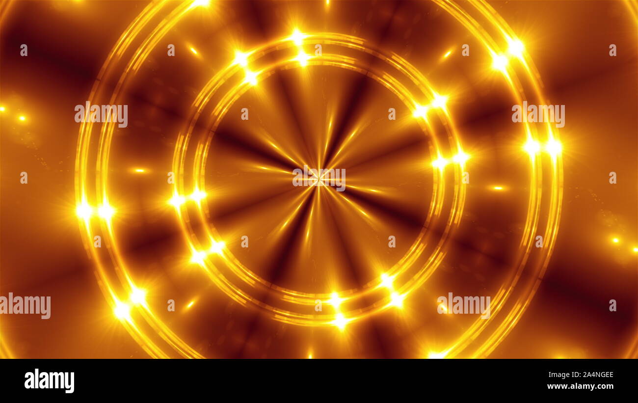 3D-Render von Orange fraktale leuchtet. Leuchtende. Computer-generierte Zusammenfassung Hintergrund von blinkenden Kreise. Stockfoto